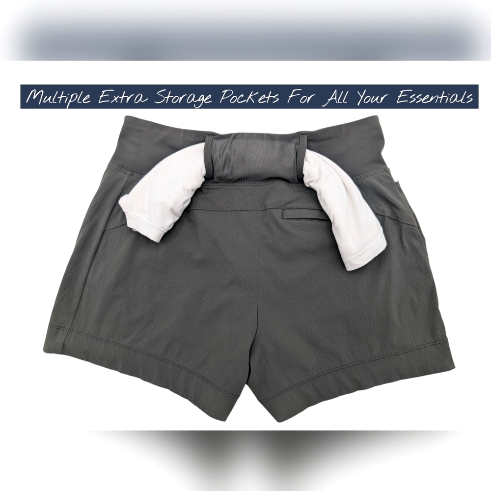 Athleta Trekkie North Short Sz 2 Olive Green Quick Dry Moisturizer Wicking SPF50 - Picture 6 of 17